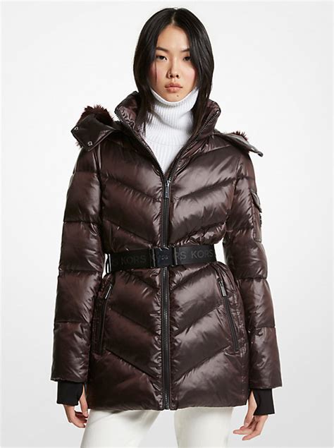 michael michael kors faux fur trim coat